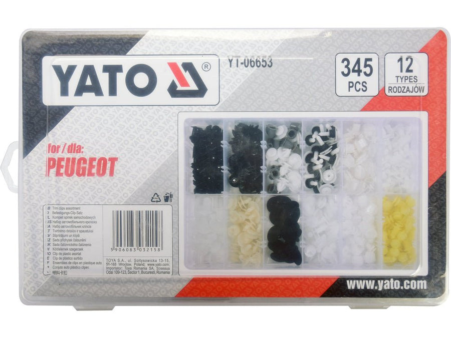 YATO YT-06653 – Kit de clips automobiles Peugeot, 345 pièces - SME IMPORT