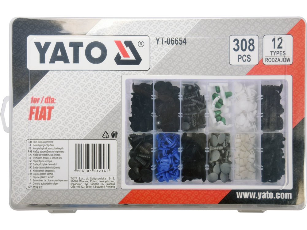 YATO YT-06654 – Kit de clips automobiles Fiat, 308 pièces - SME IMPORT