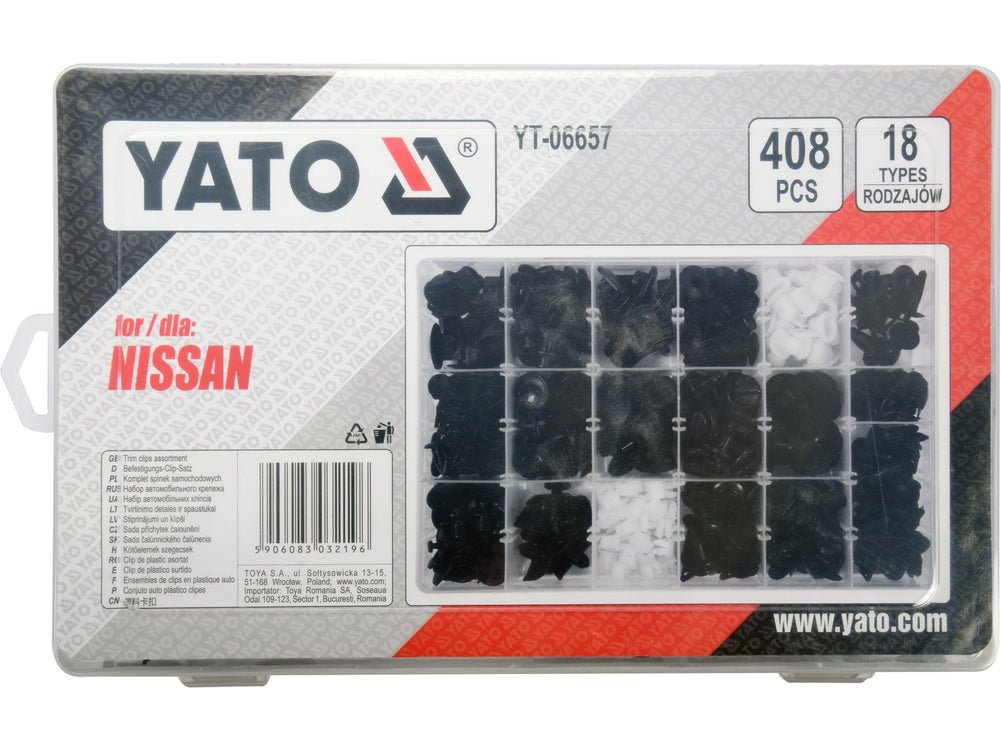 YATO YT-06657 – Kit de clips automobiles Nissan, 408 pièces - SME IMPORT